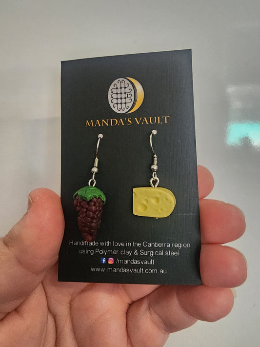 Grape & Cheese earrings